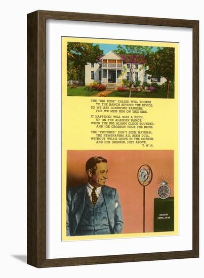 Will Rogers Tribute-null-Framed Art Print