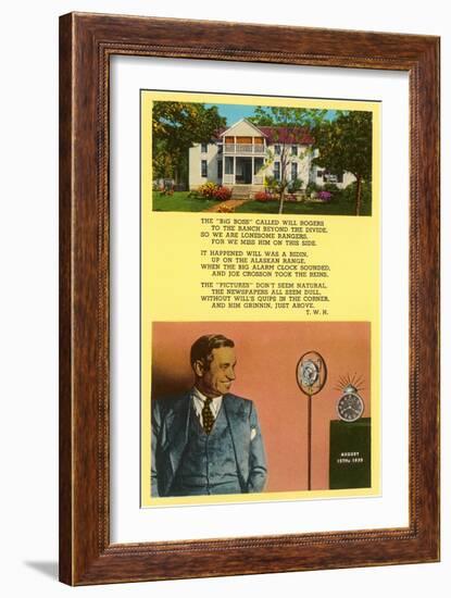 Will Rogers Tribute-null-Framed Art Print