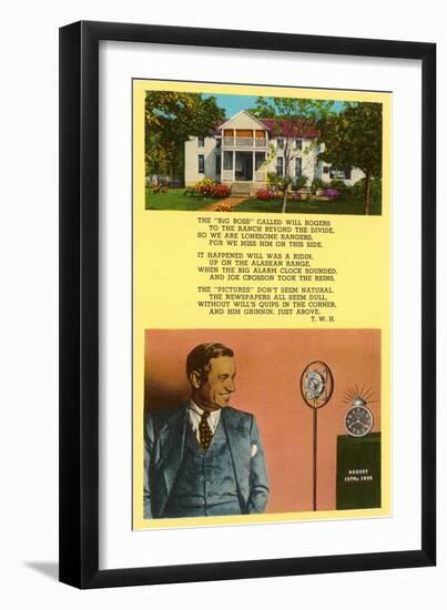 Will Rogers Tribute-null-Framed Art Print