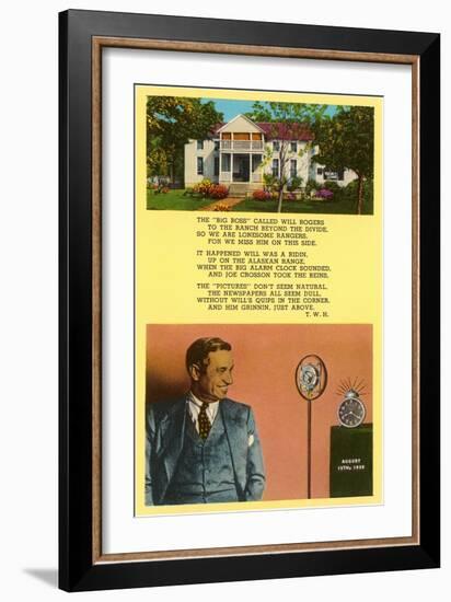 Will Rogers Tribute-null-Framed Art Print