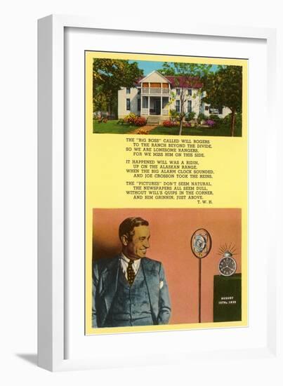 Will Rogers Tribute-null-Framed Art Print