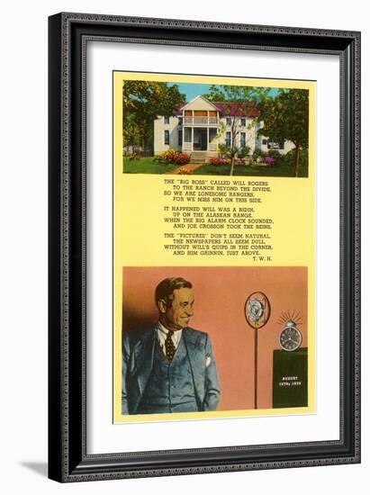 Will Rogers Tribute-null-Framed Art Print