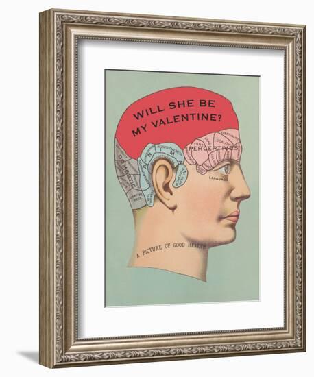 Will She Be My Valentine, Phrenology-null-Framed Premium Giclee Print