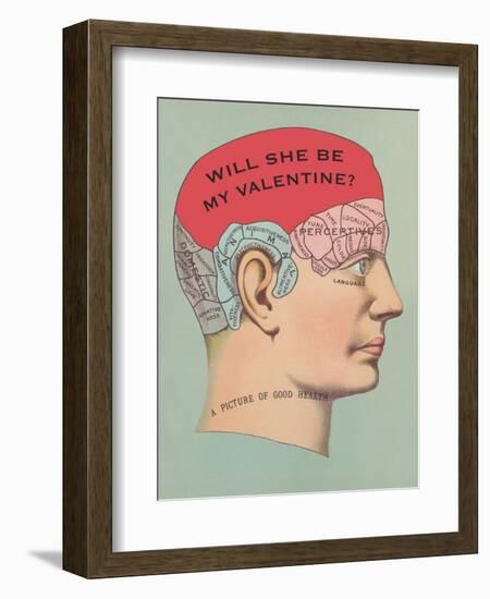 Will She Be My Valentine, Phrenology-null-Framed Premium Giclee Print