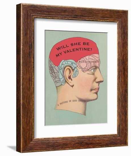 Will She Be My Valentine, Phrenology-null-Framed Premium Giclee Print