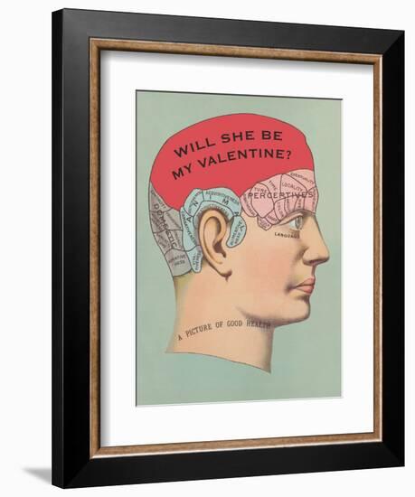 Will She Be My Valentine, Phrenology-null-Framed Premium Giclee Print