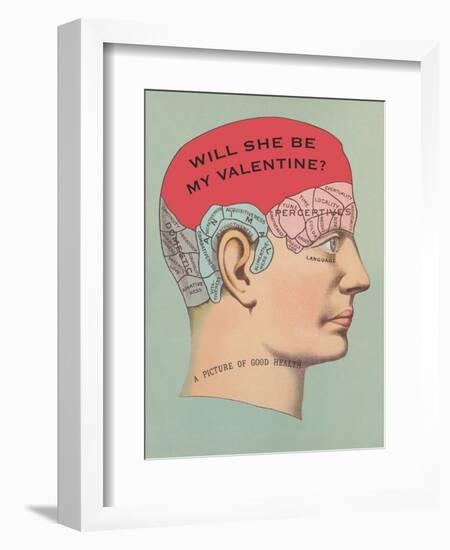 Will She Be My Valentine, Phrenology-null-Framed Premium Giclee Print