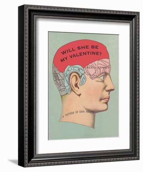 Will She Be My Valentine, Phrenology-null-Framed Premium Giclee Print