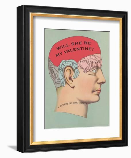 Will She Be My Valentine, Phrenology-null-Framed Art Print