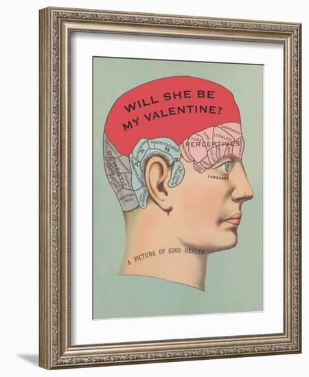Will She Be My Valentine, Phrenology-null-Framed Art Print