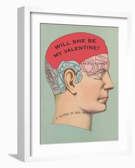 Will She Be My Valentine, Phrenology-null-Framed Art Print