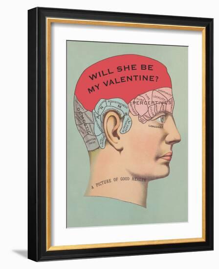 Will She Be My Valentine, Phrenology-null-Framed Art Print