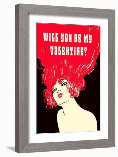 Will You Be My Valentine? Flaming Hair-null-Framed Art Print