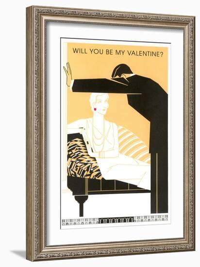 Will You Be My Valentine? Woman and Man in Black and White-null-Framed Art Print