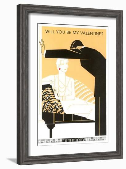 Will You Be My Valentine? Woman and Man in Black and White-null-Framed Art Print