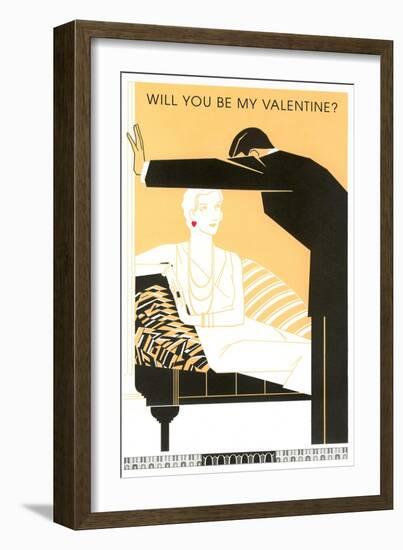 Will You Be My Valentine? Woman and Man in Black and White-null-Framed Art Print