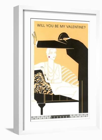 Will You Be My Valentine? Woman and Man in Black and White-null-Framed Art Print