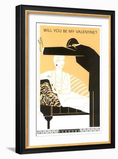 Will You Be My Valentine? Woman and Man in Black and White-null-Framed Art Print