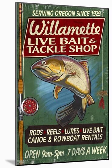 Willamette, Oregon - Tackle Shop Trout Vintage Sign-Lantern Press-Mounted Art Print