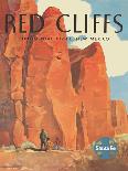 Red Cliffs Navajo Land, New Mexico - Vintage Santa Fe Railroad Travel Poster, 1950s-Willard Elms-Framed Stretched Canvas