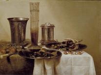 Still Life of a Roemer, an Overturned Silver Tazza, a Flute and a Ham, 1643-Willem Claesz. Heda-Giclee Print