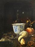 Still Life with a Pilgrim Flask, Candlestick, Porcelain Vase and Fruit, 17th Century-Willem Kalf-Giclee Print
