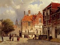 A Wintry Scene: a Dutch Street with Numerous Figures-Willem Koekkoek-Giclee Print