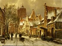 A Wintry Scene: a Dutch Street with Numerous Figures-Willem Koekkoek-Giclee Print