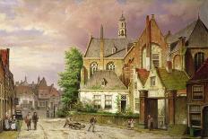 A Wintry Scene: a Dutch Street with Numerous Figures-Willem Koekkoek-Giclee Print