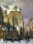 A Wintry Scene: a Dutch Street with Numerous Figures-Willem Koekkoek-Giclee Print