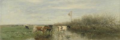 Two Ducks and a Few Chickens in the Grass Near the Waterfront-Willem Maris-Art Print