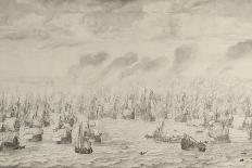 Ships and Militia by a Rocky Shore, C.1680 (Pen and Ink on Prepared Canvas)-Willem Van De Velde the Elder-Framed Giclee Print