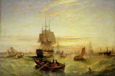 British East India Trading Ship on the Thames (England). Oil on Canvas by William Adolphus Knell (1-William Adolphus Knell-Giclee Print