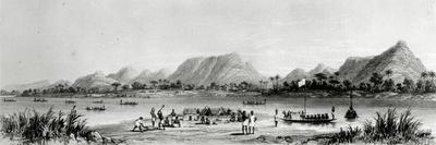 Mountains and Market Canoes Near Bokwen-William Allen-Premier Image Canvas