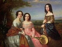 A Group Portrait of Three Girls, Three Quarter Length, in a Landscape, 1849-William Baker-Giclee Print