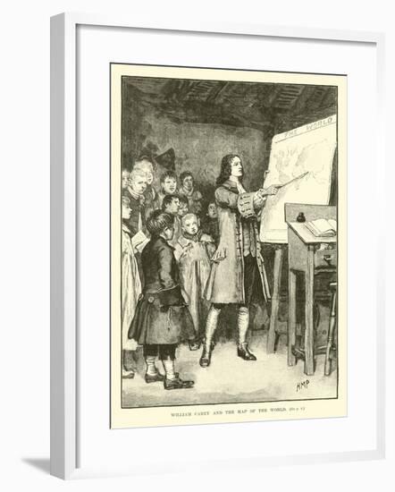 William Carey and the Map of the World-null-Framed Giclee Print