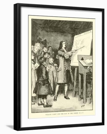 William Carey and the Map of the World-null-Framed Giclee Print