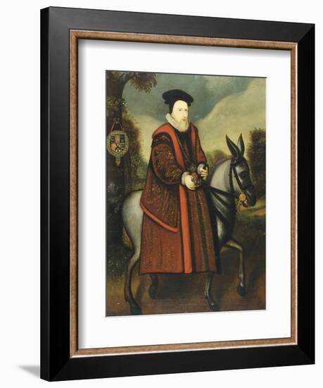 William Cecil, 1st Baron Burghley (1520-1598), Riding a Grey Mule, English School-null-Framed Giclee Print