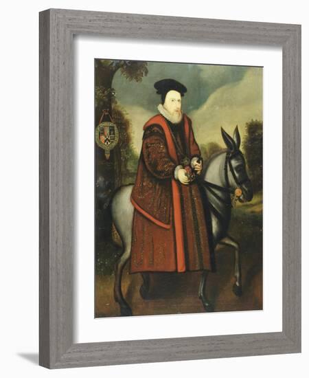 William Cecil, 1st Baron Burghley (1520-1598), Riding a Grey Mule, English School-null-Framed Giclee Print