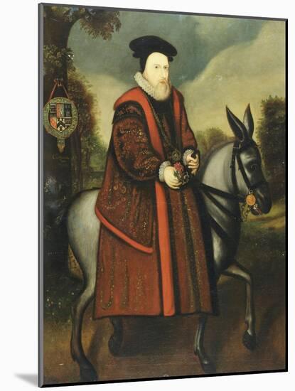 William Cecil, 1st Baron Burghley (1520-1598), Riding a Grey Mule, English School-null-Mounted Giclee Print