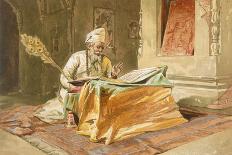 Sikh Priest Reading the Grunth, Umritsar, from 'India Ancient and Modern', 1867 (Colour Litho)-William 'Crimea' Simpson-Giclee Print