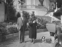 William Randolph Hearst and Mrs. Burton Holmes at San Simeon Estate with Boston Bull Terrier-William Davis-Framed Premium Photographic Print