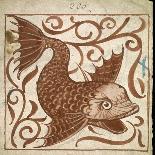 Dragon' Design for a Tile (W/C on Paper)-William De Morgan-Framed Giclee Print
