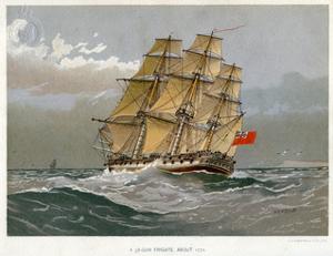 A Royal Navy 38 Gun Frigate, C1770 by William Frederick Mitchell
