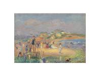 Crowd at the Beach-William Glackens-Framed Art Print