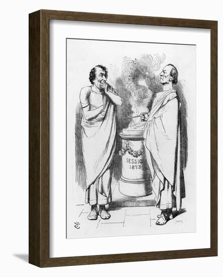 William Gladstone and Benjamin Disraeli and the Stolid Gladstone-John Tenniel-Framed Art Print