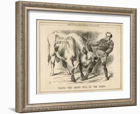 William Gladstone Taking the (Irish) Bull by the Horns-John Tenniel-Framed Art Print