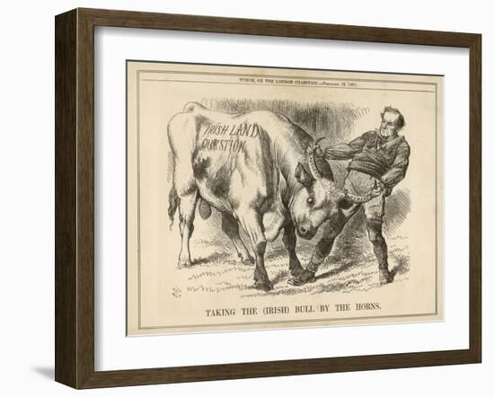 William Gladstone Taking the (Irish) Bull by the Horns-John Tenniel-Framed Art Print