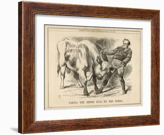 William Gladstone Taking the (Irish) Bull by the Horns-John Tenniel-Framed Art Print