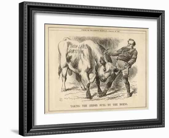 William Gladstone Taking the (Irish) Bull by the Horns-John Tenniel-Framed Art Print